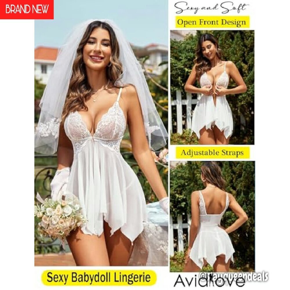 Lace Front Closure Babydoll Chemise Nightwear Sexy Lingerie - Picture 5 of 8